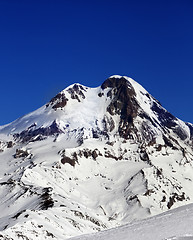 Image showing Mount Kazbek at sun winter day