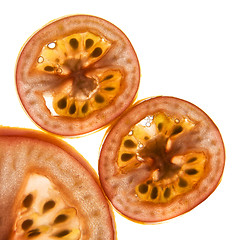 Image showing Closeup sliced tomatoes