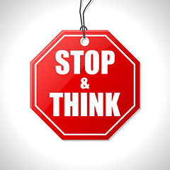 Image showing Stop and think label