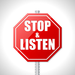 Image showing Stop and listen traffic sign