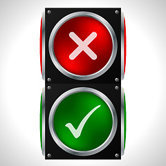 Image showing Tick cross symbols on traffic light