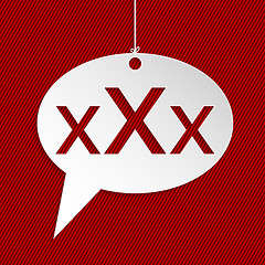 Image showing Hanging speech bubble sign with XXX text