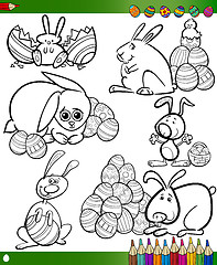 Image showing easter cartoons for coloring book