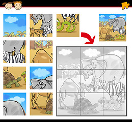 Image showing cartoon safari animals jigsaw puzzle