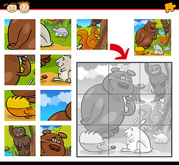 Image showing cartoon animals jigsaw puzzle game