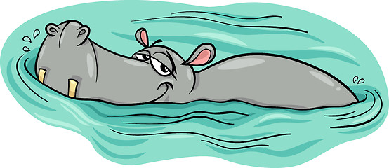 Image showing hippo or hippopotamus in river cartoon