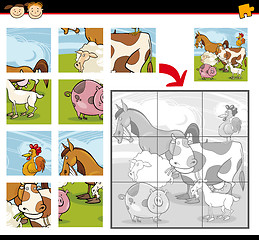 Image showing cartoon farm animals jigsaw puzzle