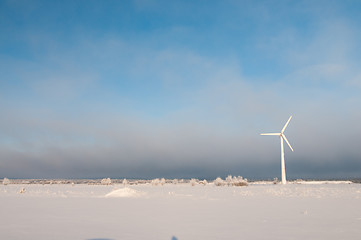Image showing Windmill and blue sky in winter