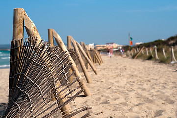 Image showing Fence on the beach