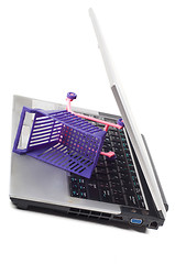 Image showing Laptop with a shopping-cart