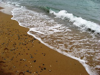 Image showing Waves hitting the beach