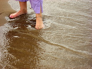 Image showing Trying out the water