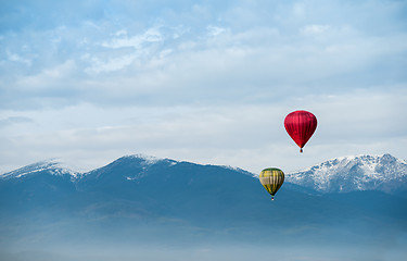 Image showing Red balloon in the blue sky