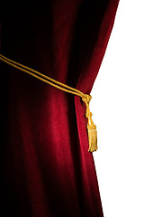 Image showing Red velvet curtain with tassel