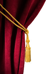 Image showing Red velvet curtain with tassel