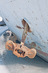 Image showing Old anchor closeup.