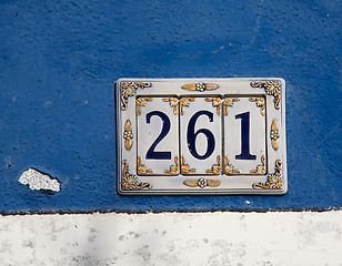 Image showing decorated ceramics house number sign