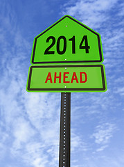 Image showing 2014 ahead roadsign