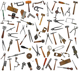 Image showing vintage tools mix collage