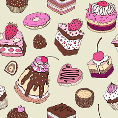 Image showing Cute cake. Seamless background.