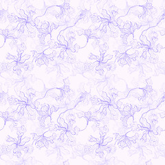 Image showing Tropical Flowers background. Seamless pattern