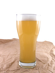 Image showing Frosty glass of light beer set