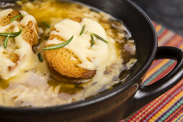 Image showing French onion soup with ingredients