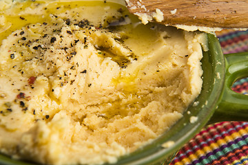 Image showing A bowl of creamy hummus