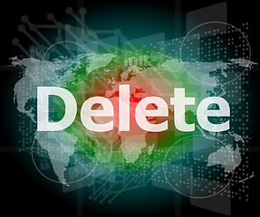 Image showing The word delete on digital screen, information technology concept