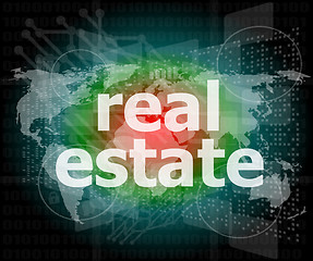 Image showing real estate text on touch screen