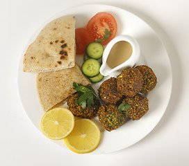 Image showing Falafel plate from above