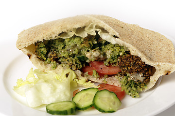 Image showing Falafel chickpea balls salad sandwich