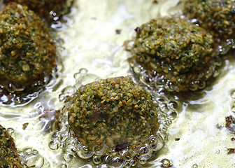 Image showing Homemade falafel frying