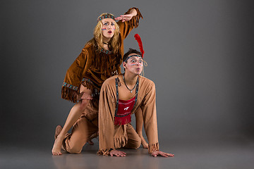 Image showing Couple of funny american indian characters at studio