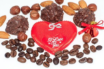 Image showing Heart chocolate candy on Valentines day