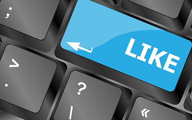 Image showing A like message on enter keyboard key for social media concepts