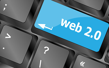 Image showing web 2 0 rss or blog concept with internet computer key on keyboard