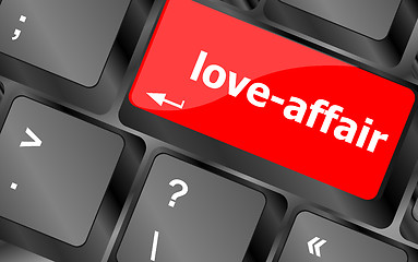 Image showing love-affair on key or keyboard showing internet dating concept