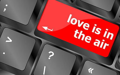 Image showing Modern keyboard with love is in the air text