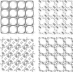 Image showing Set of monochrome geometric seamless patterns. background
