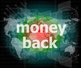 Image showing words money back on digital screen, business concept