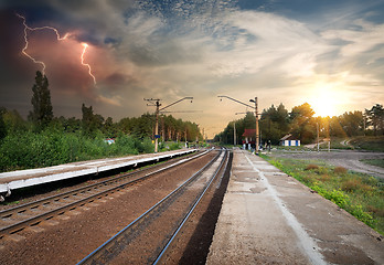 Image showing Bad weather over railroad