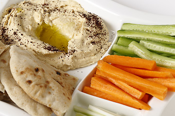 Image showing Crudites and hummus dip