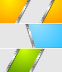 Image showing Abstract colourful metallic vector banners