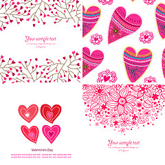 Image showing Set of four Happy valentines day backgrounds.