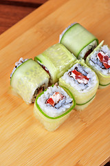 Image showing cucumber sushi rolls