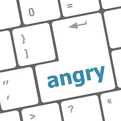 Image showing Keyboard with white Enter button, angry word on it