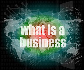 Image showing Business concept: words what is a business on digital screen, 3d