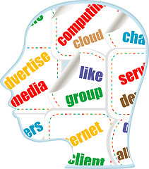 Image showing Word cloud business concept inside head shape, career development