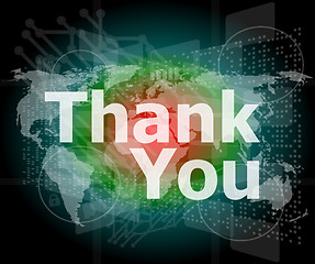 Image showing The word thank you on business digital screen, social concept
